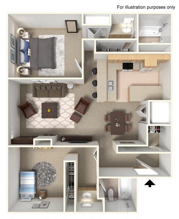 2x2 A FloorPlan 1,042 Sq.Ft. at THE STREAMS, California