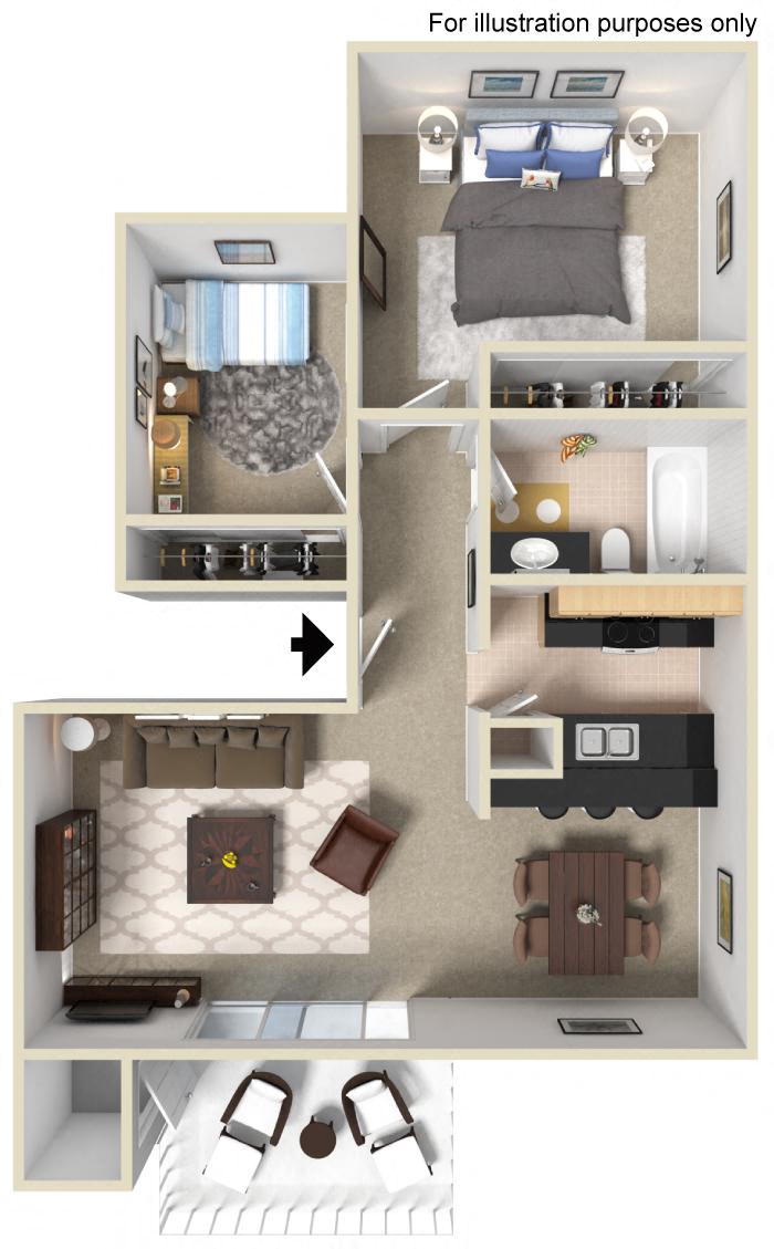 Plan B Floor Plan at WOODSIDE VILLAGE, West Covina, CA, 91792