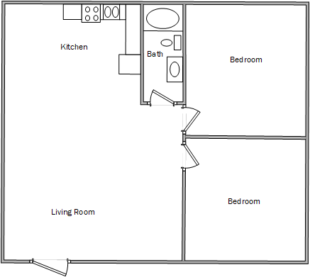 2 Bed 780-838 Sq. Ft.
