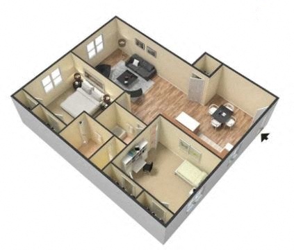 2 Bed 2 Bath 1050 Sq. Ft.