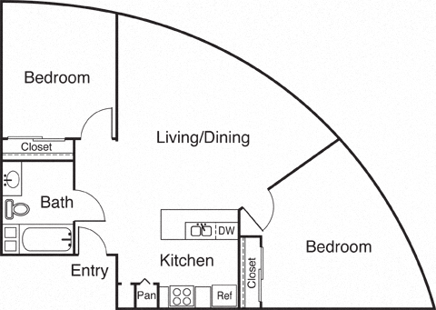 2 Bedroom 1 Bathroom A