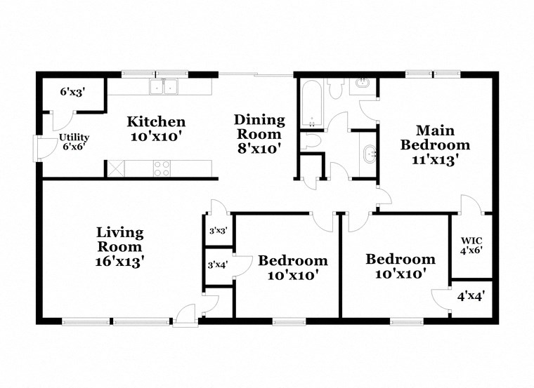 a floor plan of a house with bedrooms and a living room