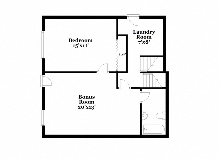 a floor plan of a house with a bedroom and a bonus room