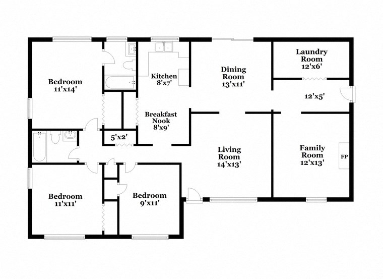 a floor plan of a house with bedrooms and a living room