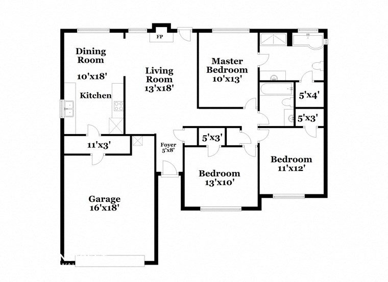 a floor plan of a house with bedrooms and a living room
