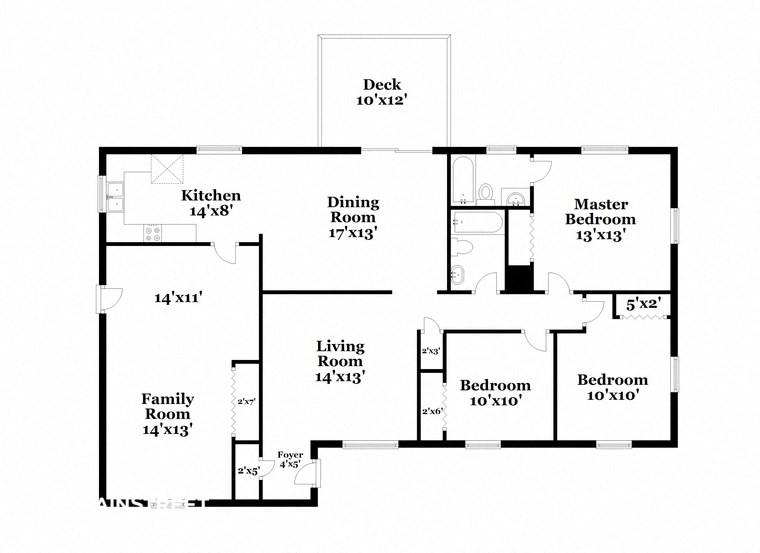 a floor plan of a house with a combination of bedrooms and a living room