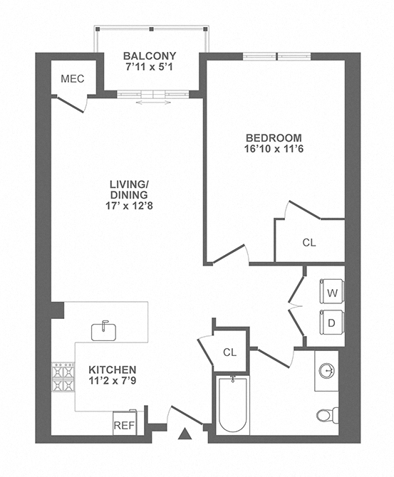one bedroom, balcony