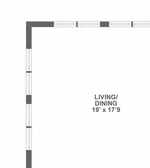 large one bedroom, corner unit