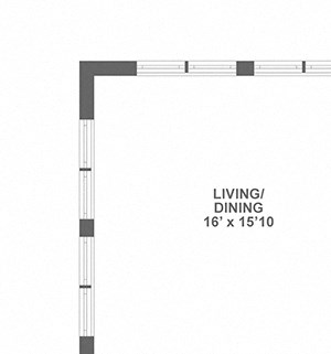 one bedroom, corner unit