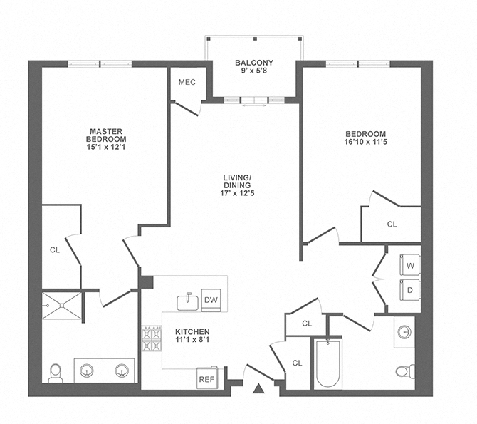 two bedroom, balcony