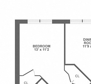 two bedroom, dining room, open layout
