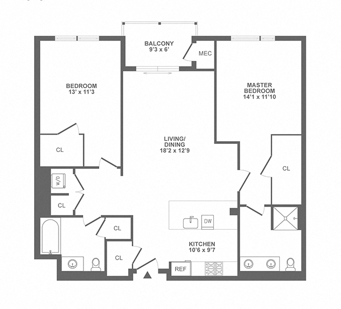 two bedroom, balcony