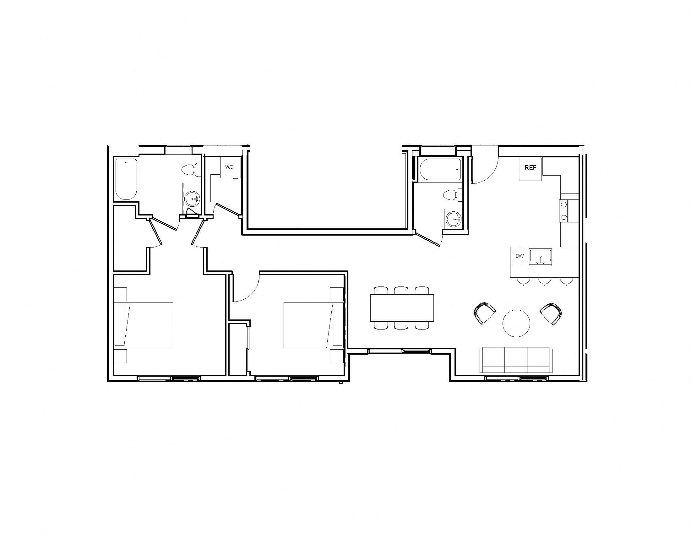 R2 Layout 2 bedroom now leasing Oakland Apartment Rental close to BART and Alameda