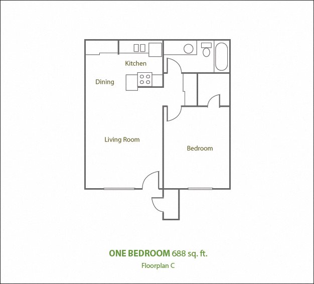 One Bedroom Large Floor Plan 4