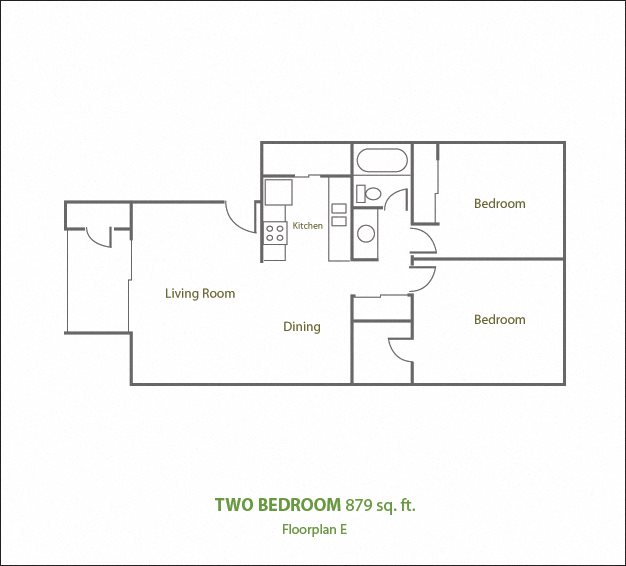 Two Bedroom One Bathroom Floor Plan 5