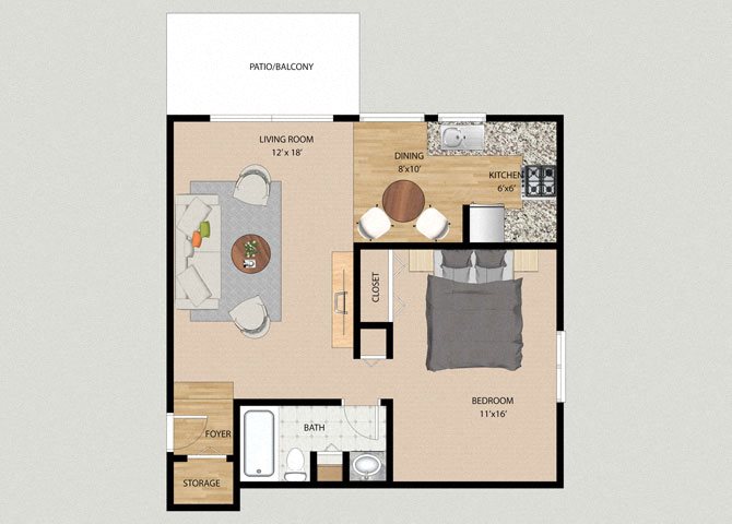 Breeze 1 Bedroom 1 Bathroom Floor Plan Breeze 1 Bedroom 1 Bathroom Floor Plan at The Moorings