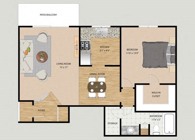 Mallard 1 Bedroom 1 Bathroom Floor Plan Mallard 1 Bedroom 1 Bathroom Floor Plan at The Moorings