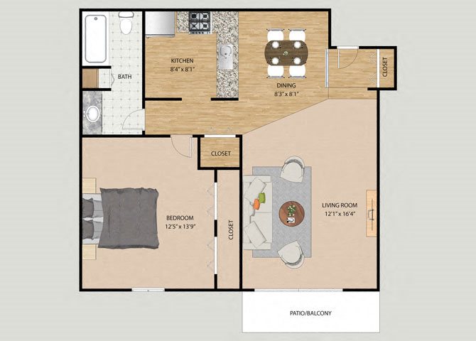 Pearl 1 Bedroom 1 Bathroom Floor Plan Pearl 1 Bedroom 1 Bathroom Floor Plan at The Moorings