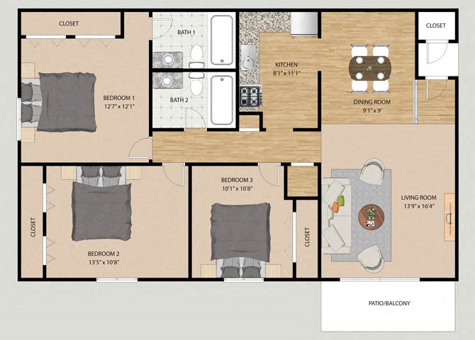 Pier 3 Bedroom 2 Bathroom Floor Plan Pier 3 Bedroom 2 Bathroom Floor Plan at The Moorings
