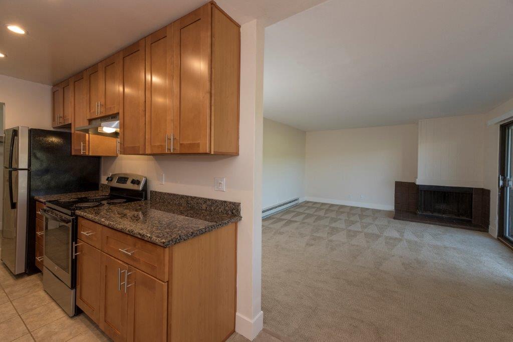 Parkside Apartments kitchen cabinets and stove