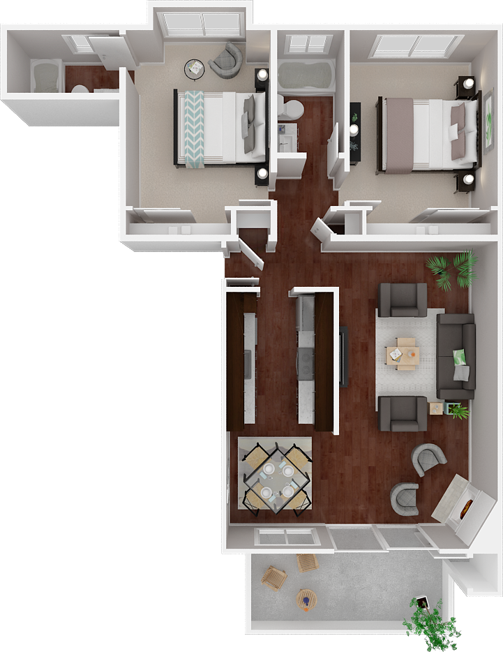 Parkside Apartments_San Anselmo CA_Floor Plan_The Alameda_Two Bedroom Two Bathroom