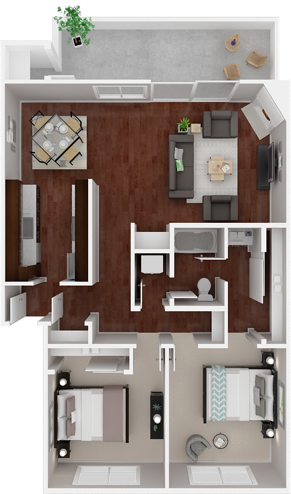 Parkside Apartments_San Anselmo CA_Floor Plan_The Marin_Two Bedroom One Bathroom