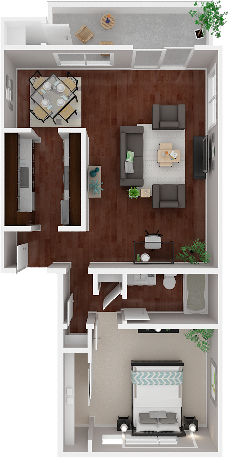 Parkside Apartments_San Anselmo CA_Floor Plan_The Sonoma_One Bedroom One Bathroom