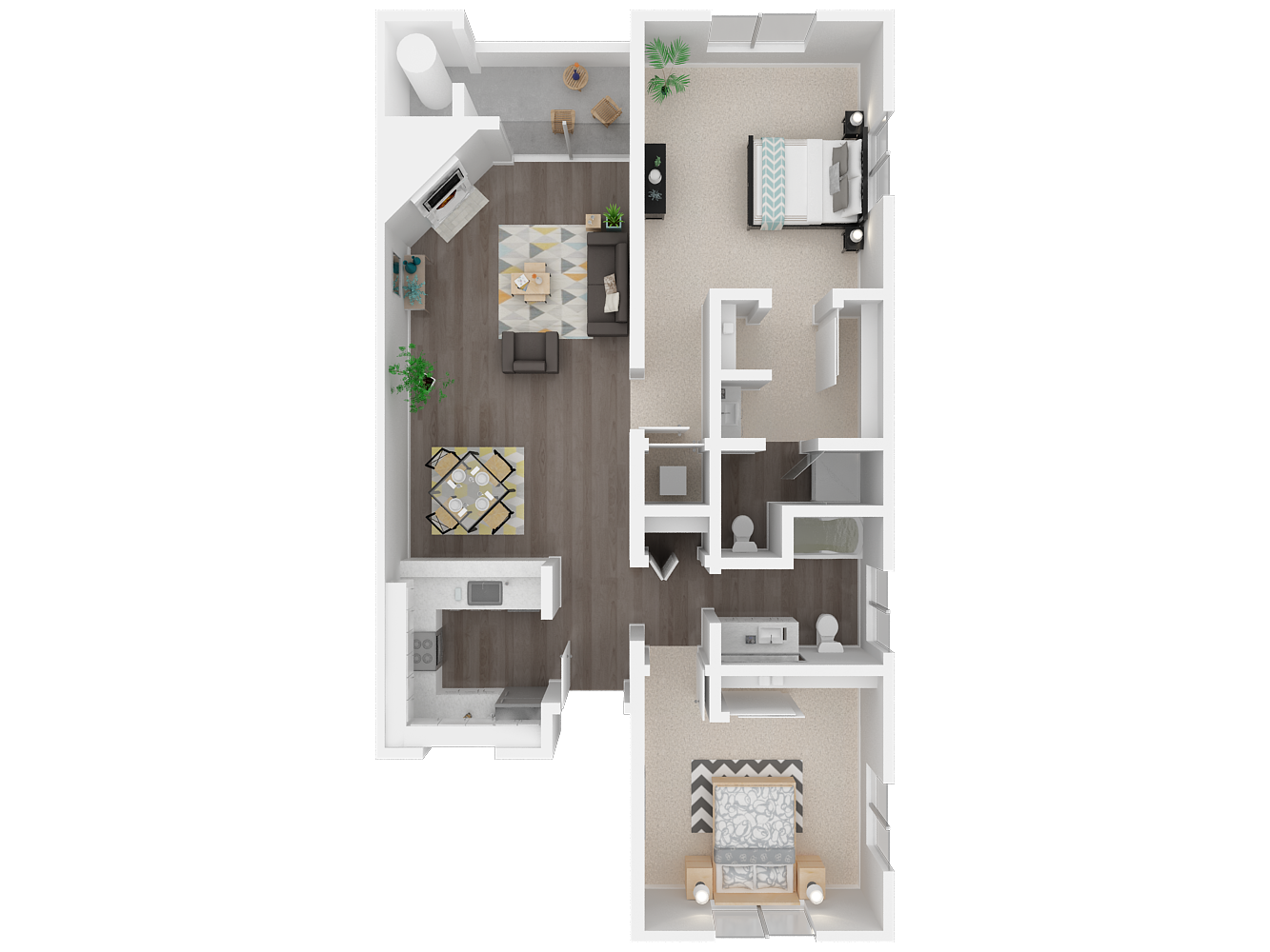 Two bedroom floor plan  l Ellington Apartments in Davis CA