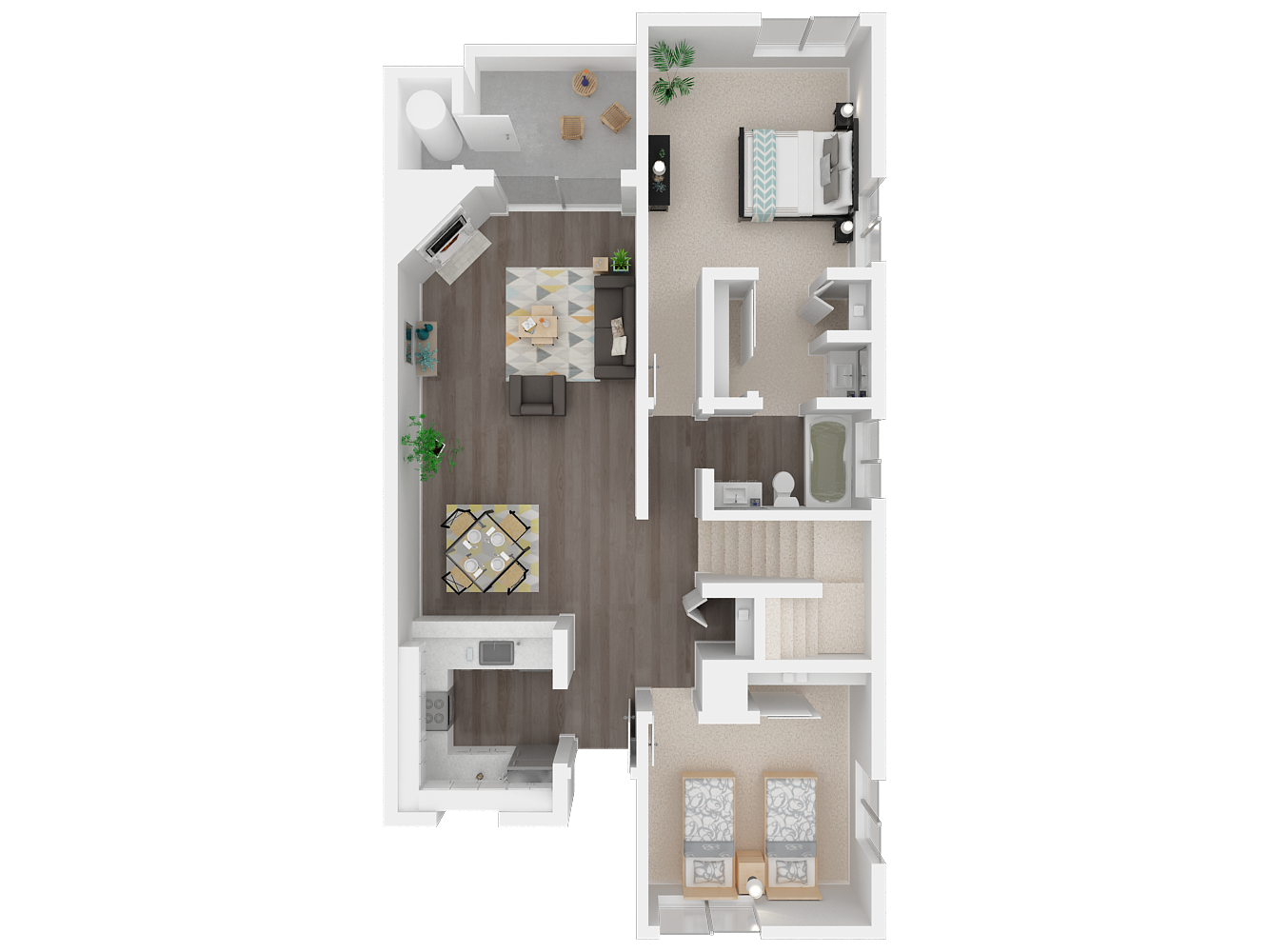 Two bedroom floor plan l Ellington Apartments in Davis CA
