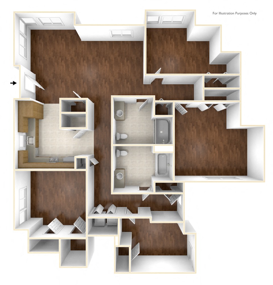 Four Bedroom Apartment Floor plan at The Anne M. Lynch Homes at Old Colony, South Boston, MA