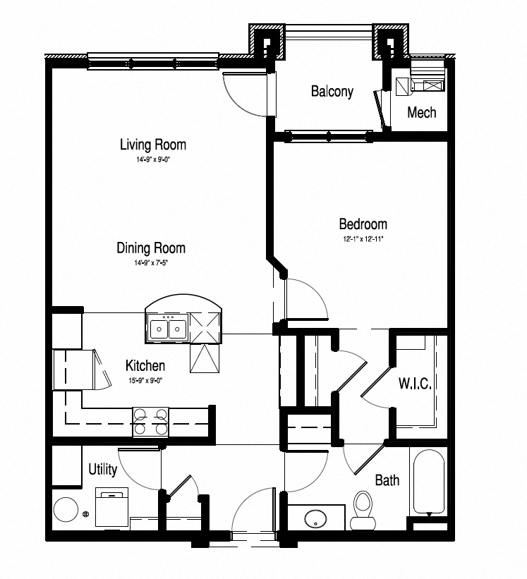 908sqft - 1 Bed, 1 Bath - Epoch