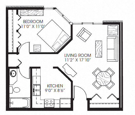 636sqft 1 Bed, 1 Bath - Founders