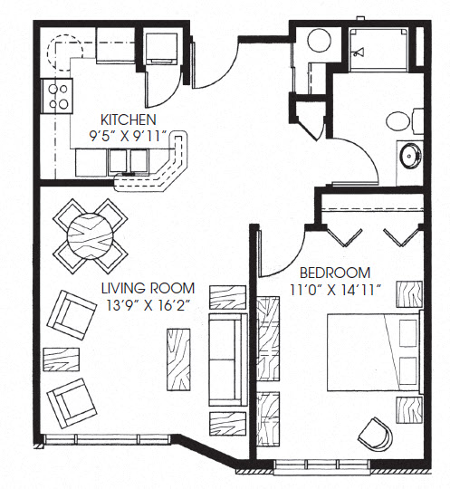 741sqft 1 Bed, 1 Bath - Legacy