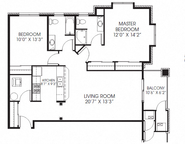 1186sqft 2 Bed, 2 Bath - Millennium