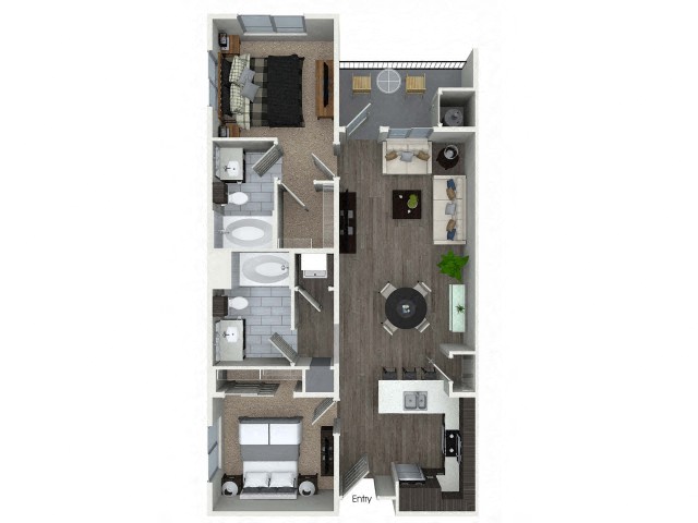 B2A Floor Plan at Bell South Bay, Inglewood, CA
