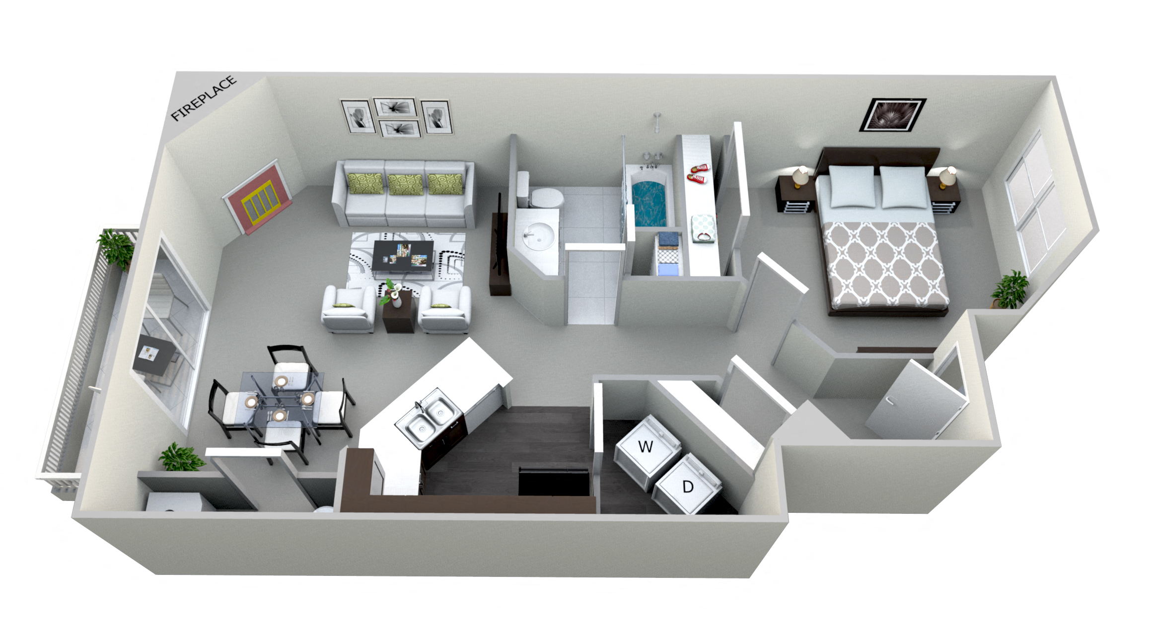 Lucerne - 1st Floor 1 Bed 1 Bath Floor plan at Northville Woods - Northville, MI, Michigan