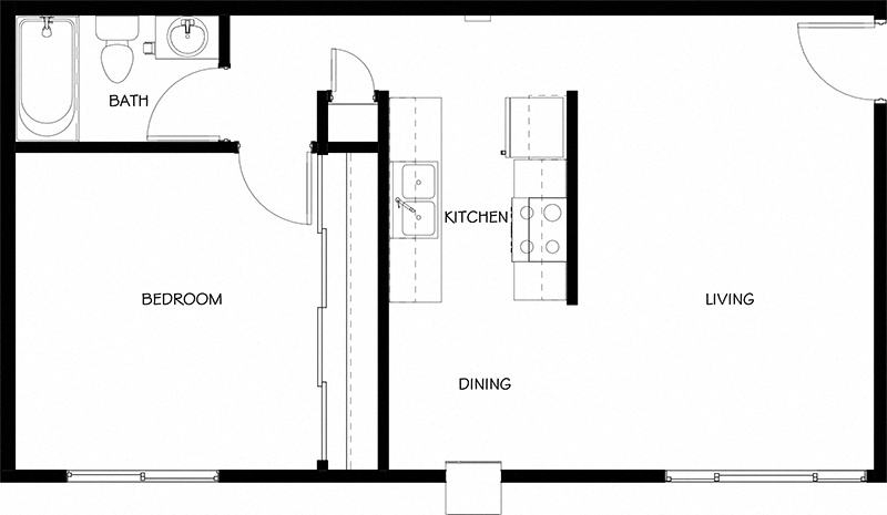 One bedroom floor plan l Ethan Terrace Sacramento CA Apartments For Rent