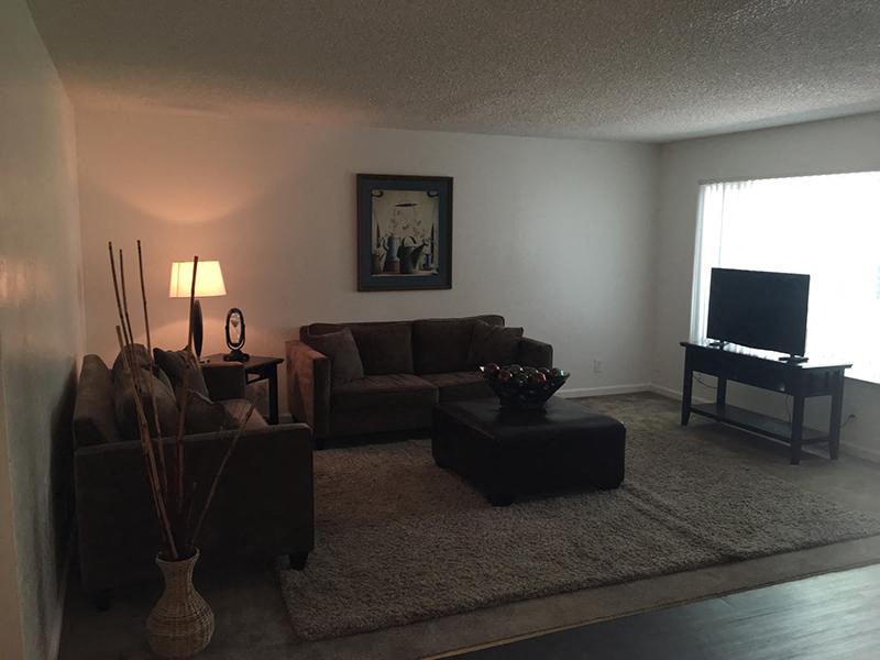 a living room with a couch and a tv