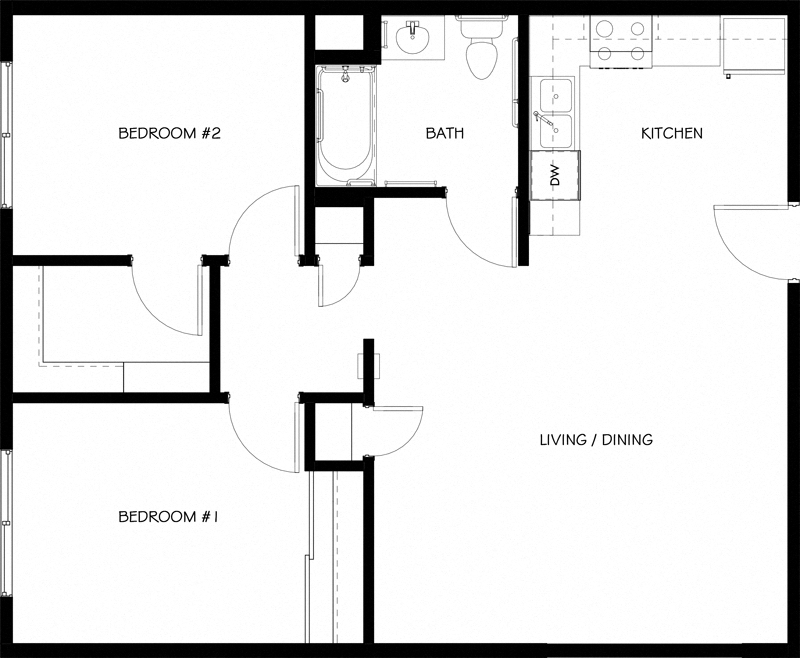 Two  bedroom floor plan l Ethan Terrace Sacramento CA Apartments For Rent