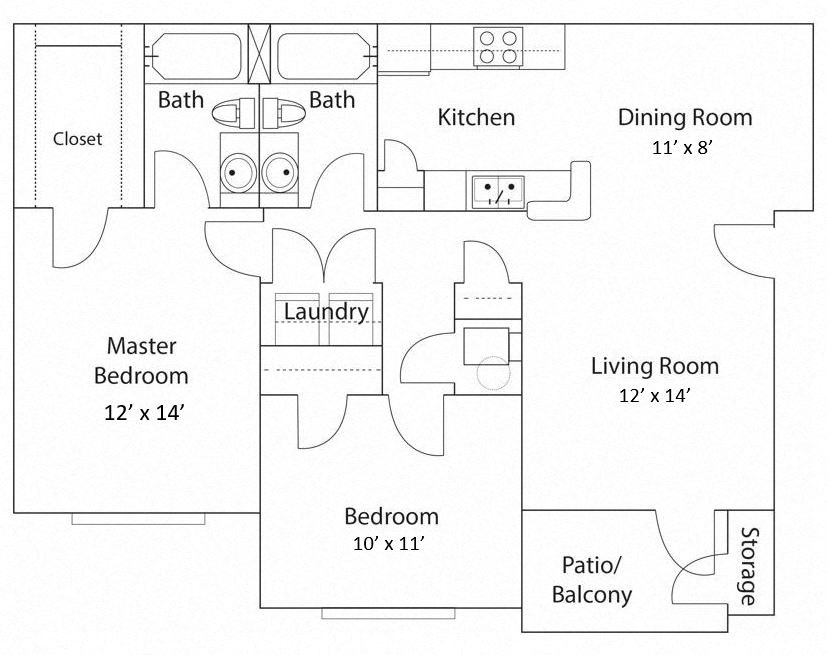 a two bedroom floorplan 