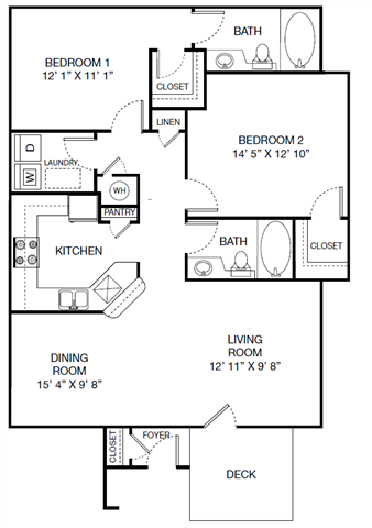 Harbor Creek Villa Floor Plan 2 Bedroom 2 Bath