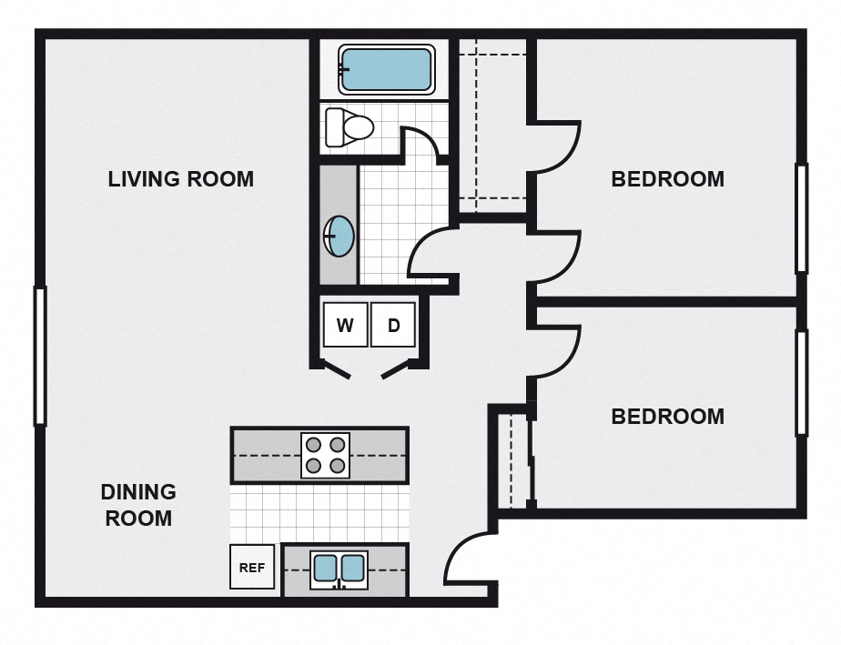 Bella Vista Apartments in Napa l Two bedroom floor plan