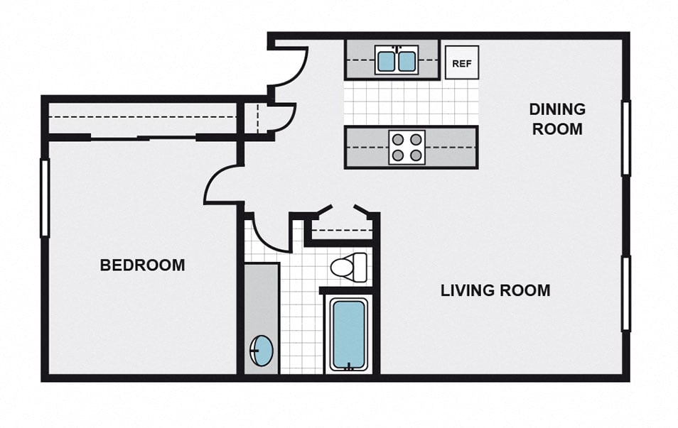 Bella Vista Apartments in Napa l One bedroom floor plan