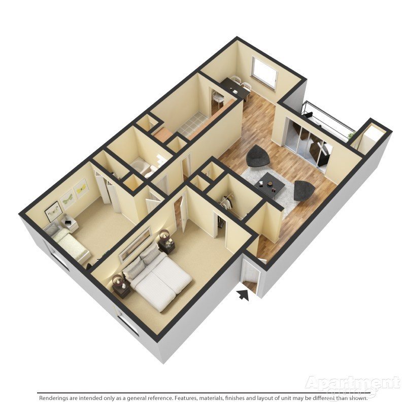 Maple: 2 bedroom 1 bathroom: 1100 Sq Ft The Maple Floor Plan 4