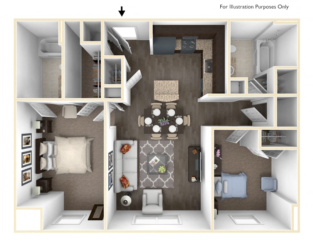 Merritt Station 2 Bedroom Gunpowder 3D Floor Plan