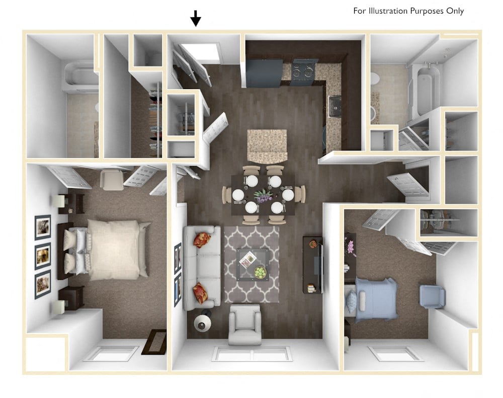 Merritt Station 2 Bedroom Gunpowder 3D Floor Plan