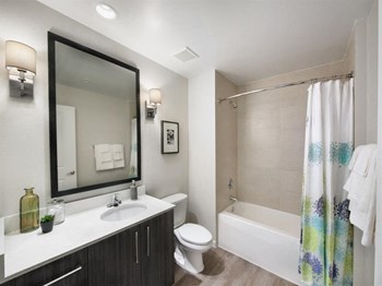 Down Lighting in The Baths at SofA Downtown Luxury Apartments, Delray Beach,Florida