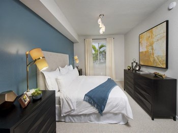 Master Bedroom at SofA Downtown Luxury Apartments, Delray Beach