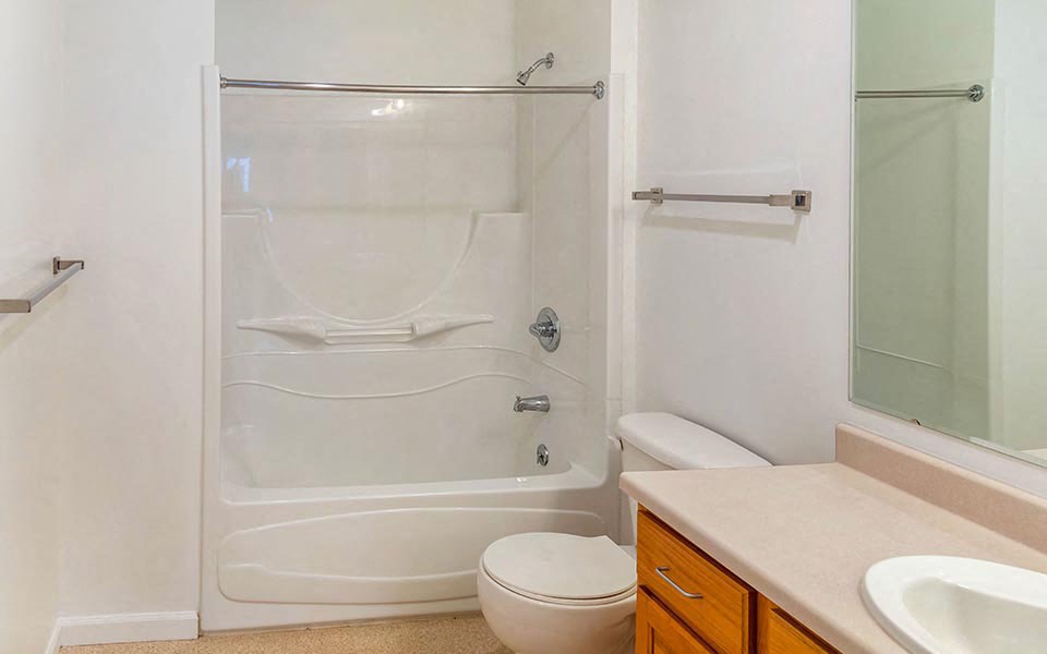 a bathroom with a shower toilet and a sink