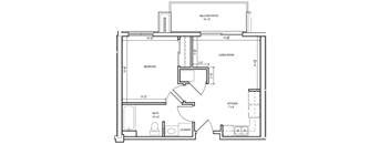 One Bedroom Floor Plan at Roaring Fork Apartments, Basalt, Colorado